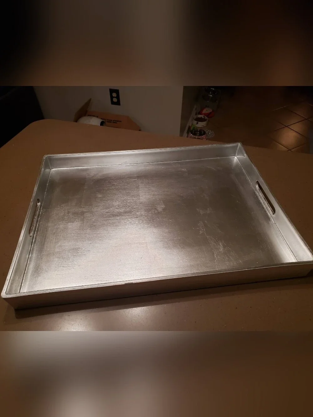 Brushed Silver Plastic Tray